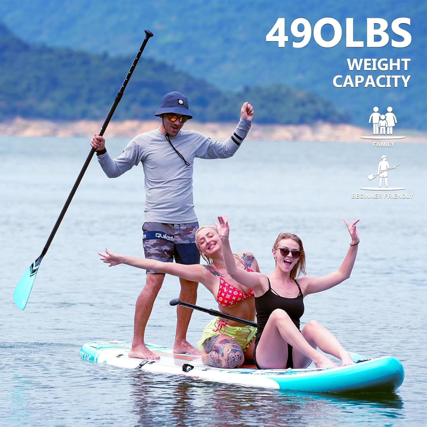COOLCAA Dolphin Inflatable Paddle Board, Extra Wide & Stable SUP for Family and Beginners, Versatile for Water Activities, with Complete Accessories & Backpack