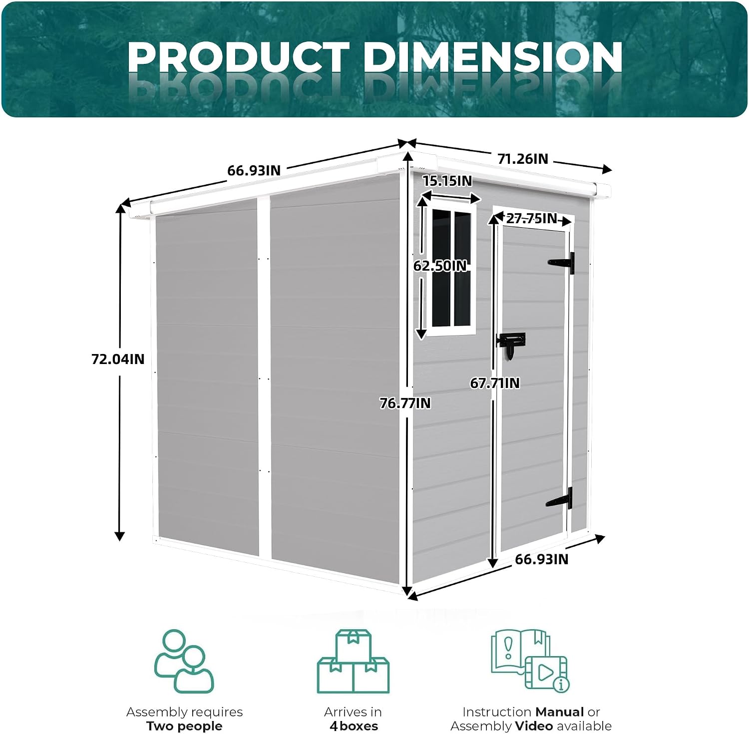 KEIKI 6x6 FT Outdoor Resin Storage Shed, Polypropylene Storage Shed with Floor & Window & Lockable Door & Vents, Garden Shed Tool Shed for Home Backyard Garden Lawn Pool Supplies, Light Grey