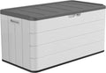 ADDOK Large Resin Deck Box Lockable, Outdoor Garden Storage Box Waterproof, Elegant Storage Bench for Cushions, Garden Tools