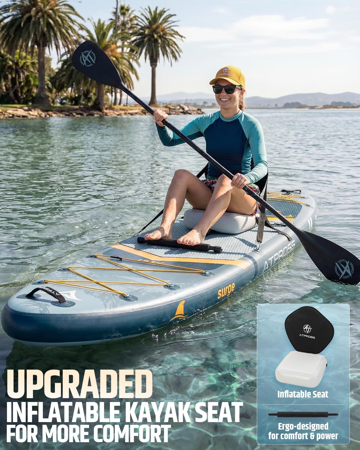 12'x36 Inflatable Paddle Board, 500lbs Extra Wide Stand Up Paddleboard for Adults with Premium SUP Accessories Kit & Backpack, Blow Up Kayak Non-Slip Stable Deck Boat for Yoga Fishing Surf