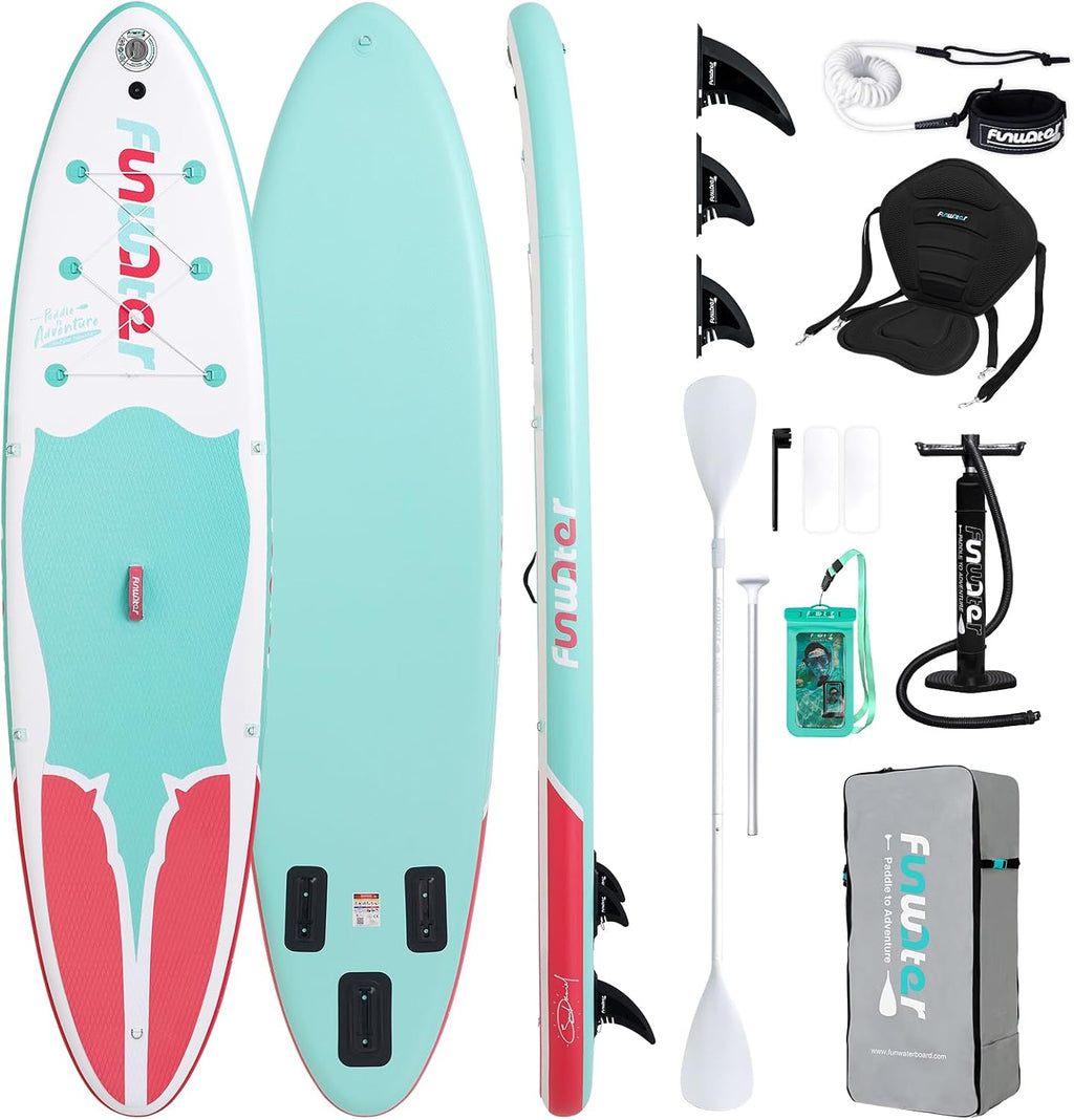 FunWater Inflatable Stand Up Paddle Board 10'6'/11'/11'6' Paddle Board for Adults & Youth, Paddleboards Inflatable with Premium SUP Accessories, Wide Stable, Non-Slip Comfort Deck
