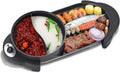 BBQ Electric Grill with Hot Pot Non-stick coating surface, Hot Pot with Glass Lid 2 in 1 Korean Electric Smokeless Grill and Hot Pot (Color : Black, Size : 58 * 26cm)