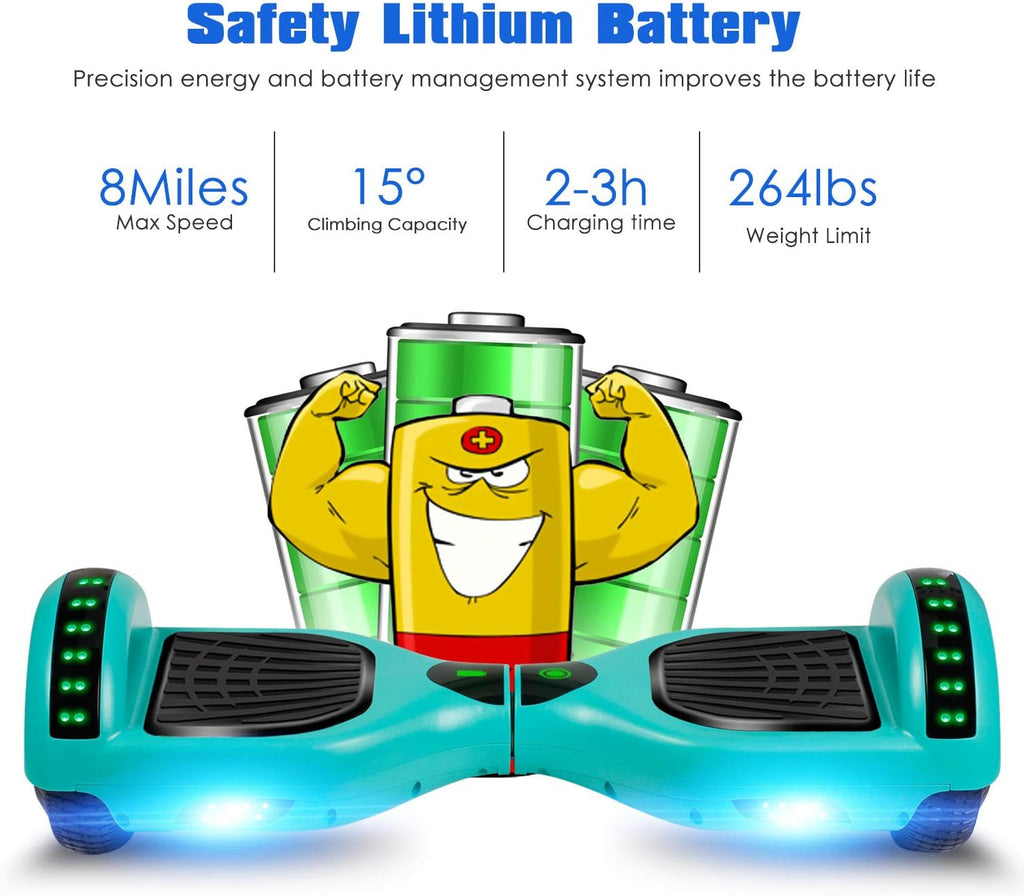 LIEAGLE Hoverboard, 6.5' Self Balancing Scooter Hover Board with Bluetooth Wheels LED Lights for Kids Adults
