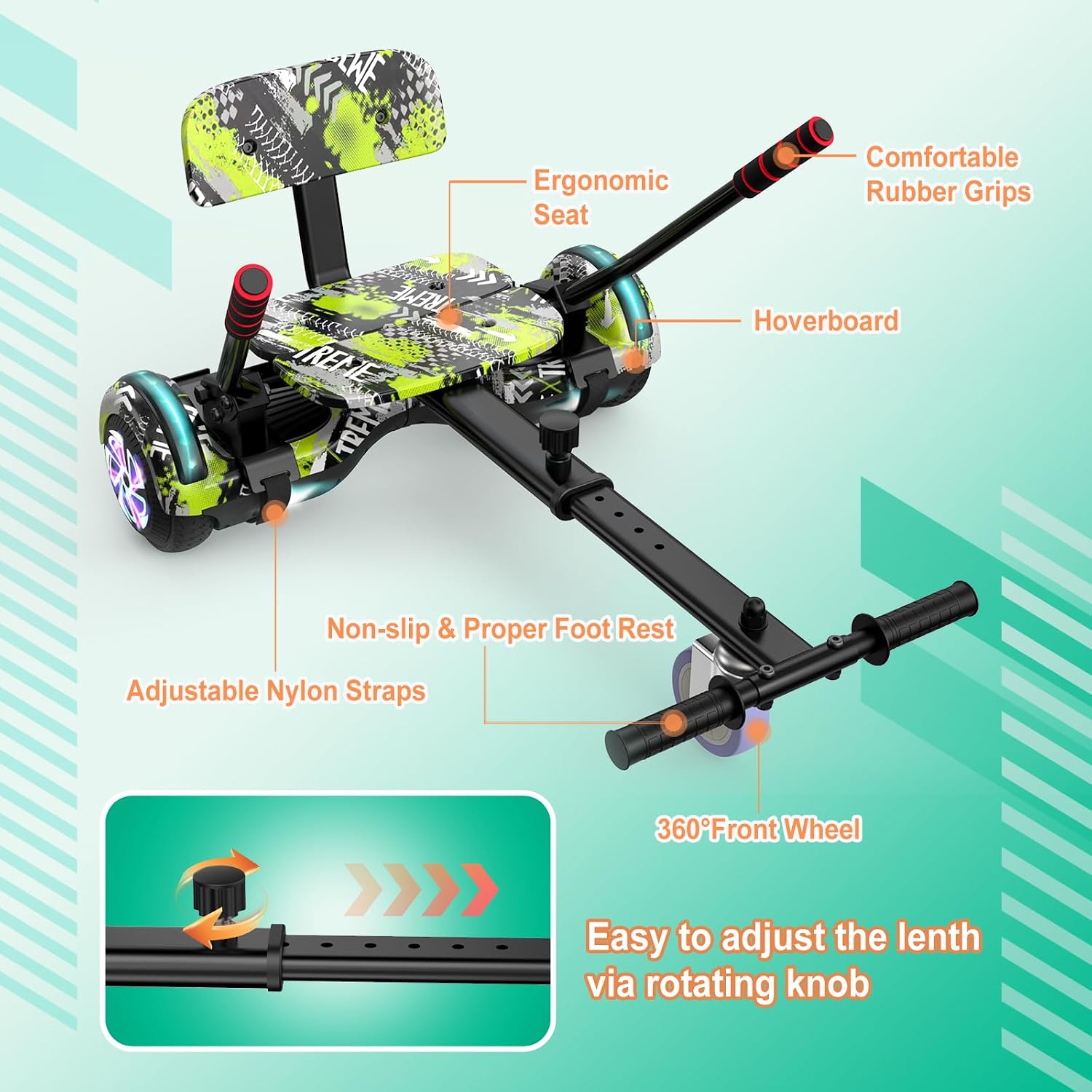 LIEAGLE Hoverboard, 6.5' Self Balancing Scooter Hover Board with Bluetooth Wheels LED Lights for Kids Adults