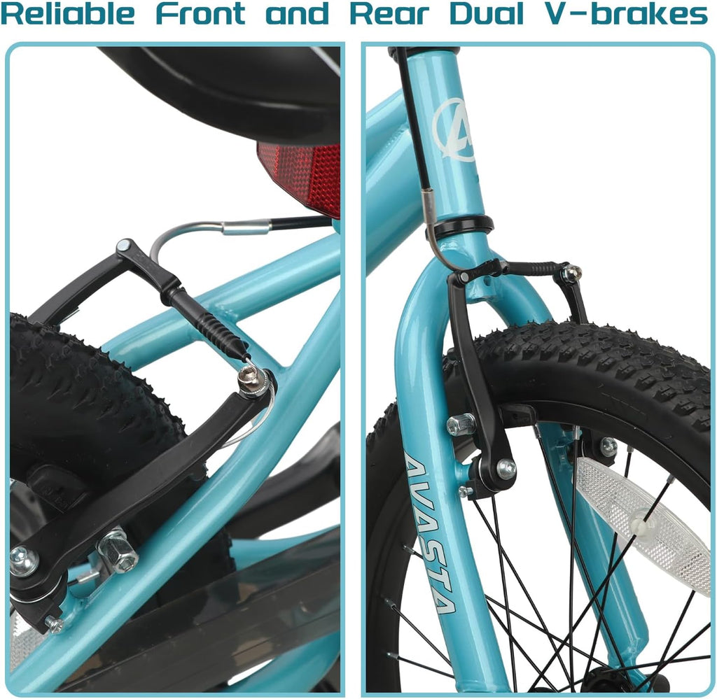 AVASTA Bilbo 18 20 24 Inch Kids Bike for Boys Girls 5-14 Years Old, Retro Style High Carbon Steel Bicycle with Adjustable Handlebars and Seat, Dual V-Brakes, Kickstand, Multiple Colors