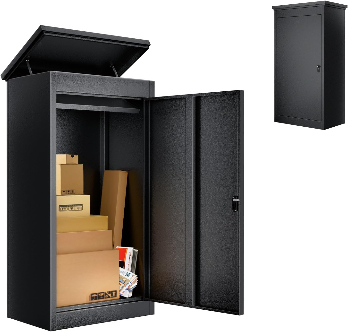 Package Delivery Boxes for Outside, Extra Large Parcel Drop Boxes with Secure Storage, Anti-Theft Galvanized Steel,Waterproof Package Delivery Box for Outdoor Porch (20.86''L x 16.53''W x 44''H)