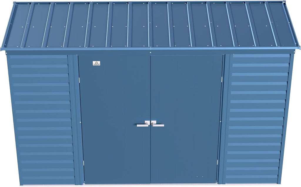 Arrow Select 10' x 4' Outdoor Lockable Steel Storage Shed Building, Blue Grey