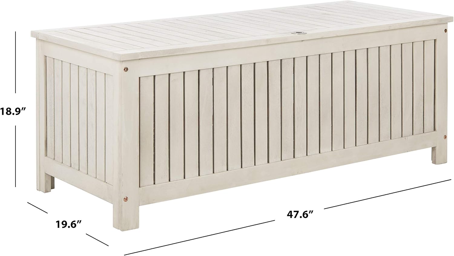 SAFAVIEH Outdoor - Abri Cushion Storage Box - White Washed Solid Wood - Coastal Resort Storage Bench Design - Ideal for Patio, Deck, Porch, Backyard, 18' W x 47' D x 19' H (PAT7037C)