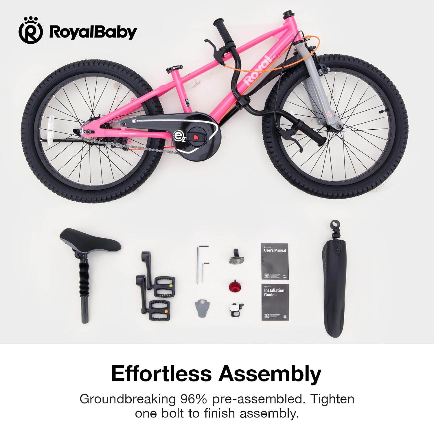 RoyalBaby EZ Kids Bike 12 14 16 18 20 Inch Balance Pedal 2-in-1 Training Bicycle Boys Girls Ages 3 to 12 Years Easy Learn for Beginners