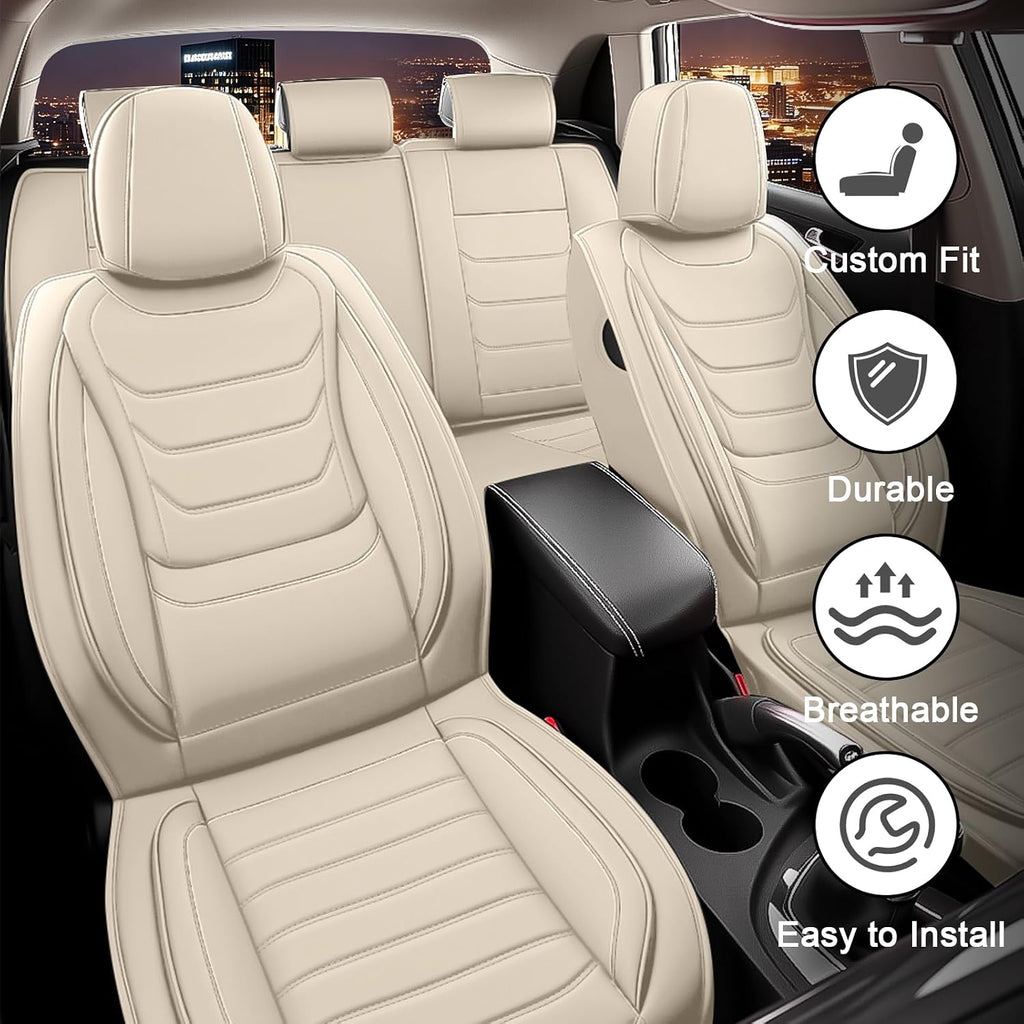 JWLK Seat Covers for Buick Envision 2016-2026, Family Seat Covers for Cars, Non-Slip, Airbag Compatible Vehicle Cushion, Waterproof & Easy-Clean(Standard 5 Seats, Beige)