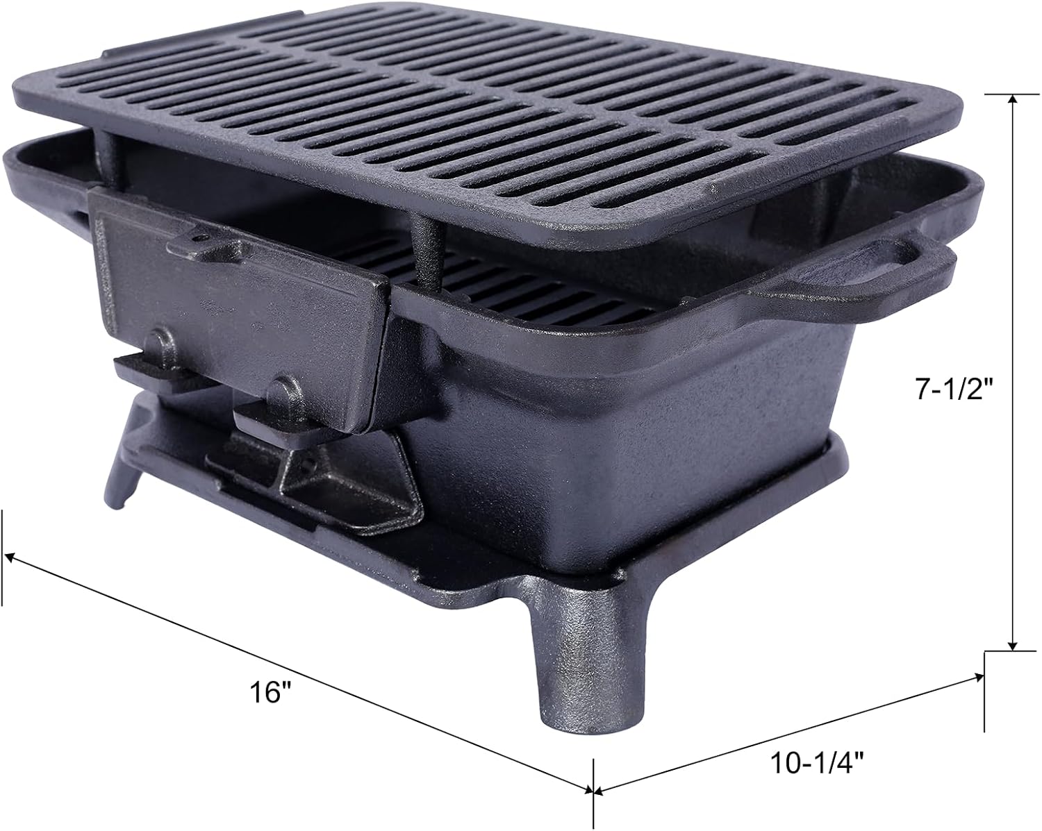 2025 Upgrade portable cast grill, hibachi grill outdoor, Cast Iron Hibachi Grill, hibachi 100% Cast Iron with Double-Sided Grate, Small Charcoal, Camping Stove (2, No handle)