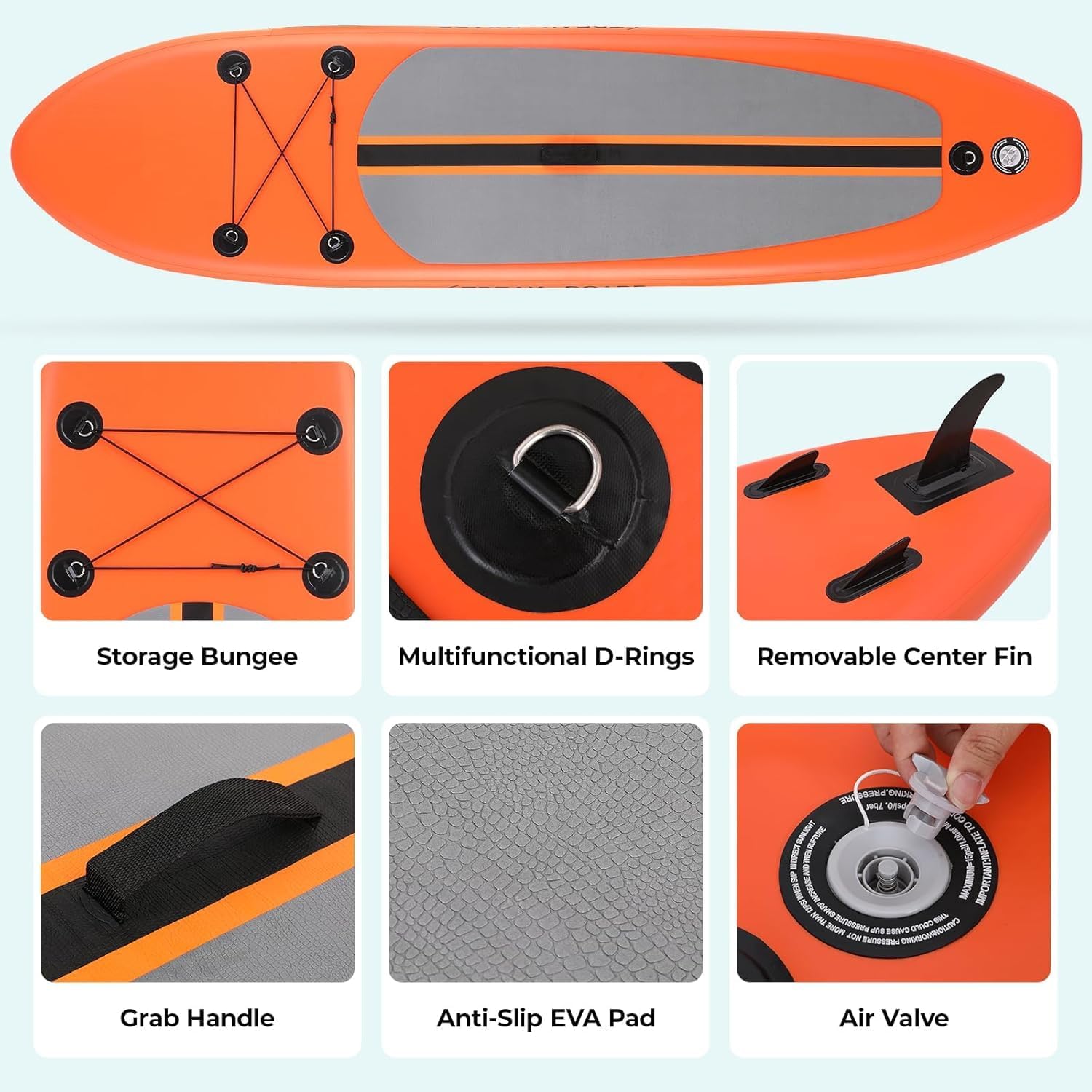 TLSUNNY 12FT Inflatable Stand Up Paddle Board, 3 Fins Paddleboard with Full SUP Accessories for All Skill Levels, Portable Two-Way Hand Pump and Carry Bag, 400LBS