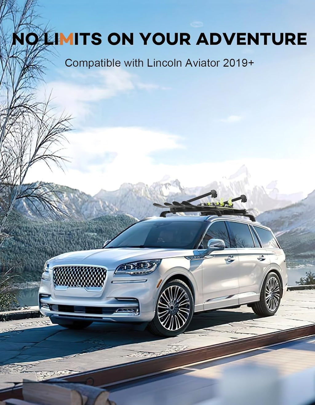 Roof Rack Cross Bars 300lbs Compatible with Lincoln Aviator 2019 2020 2021 2022 2023 2024 2025 2026，Heavy Duty Aluminum Lockable Roof Rails Crossbars Cargo Canoe Black Rooftop Cargo Carrier Luggage.