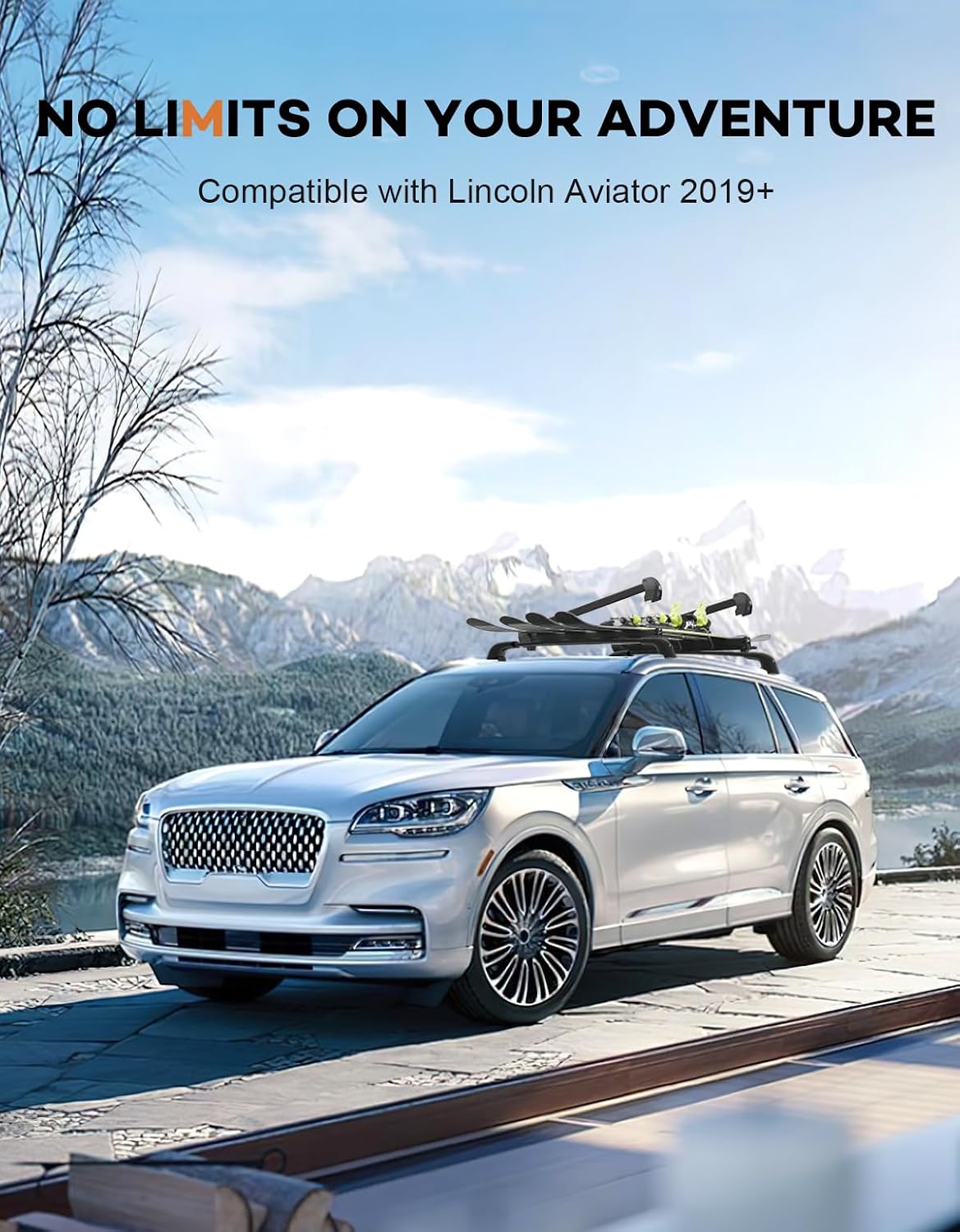 Roof Rack Cross Bars 300lbs Compatible with Lincoln Aviator 2019 2020 2021 2022 2023 2024 2025 2026，Heavy Duty Aluminum Lockable Roof Rails Crossbars Cargo Canoe Black Rooftop Cargo Carrier Luggage.