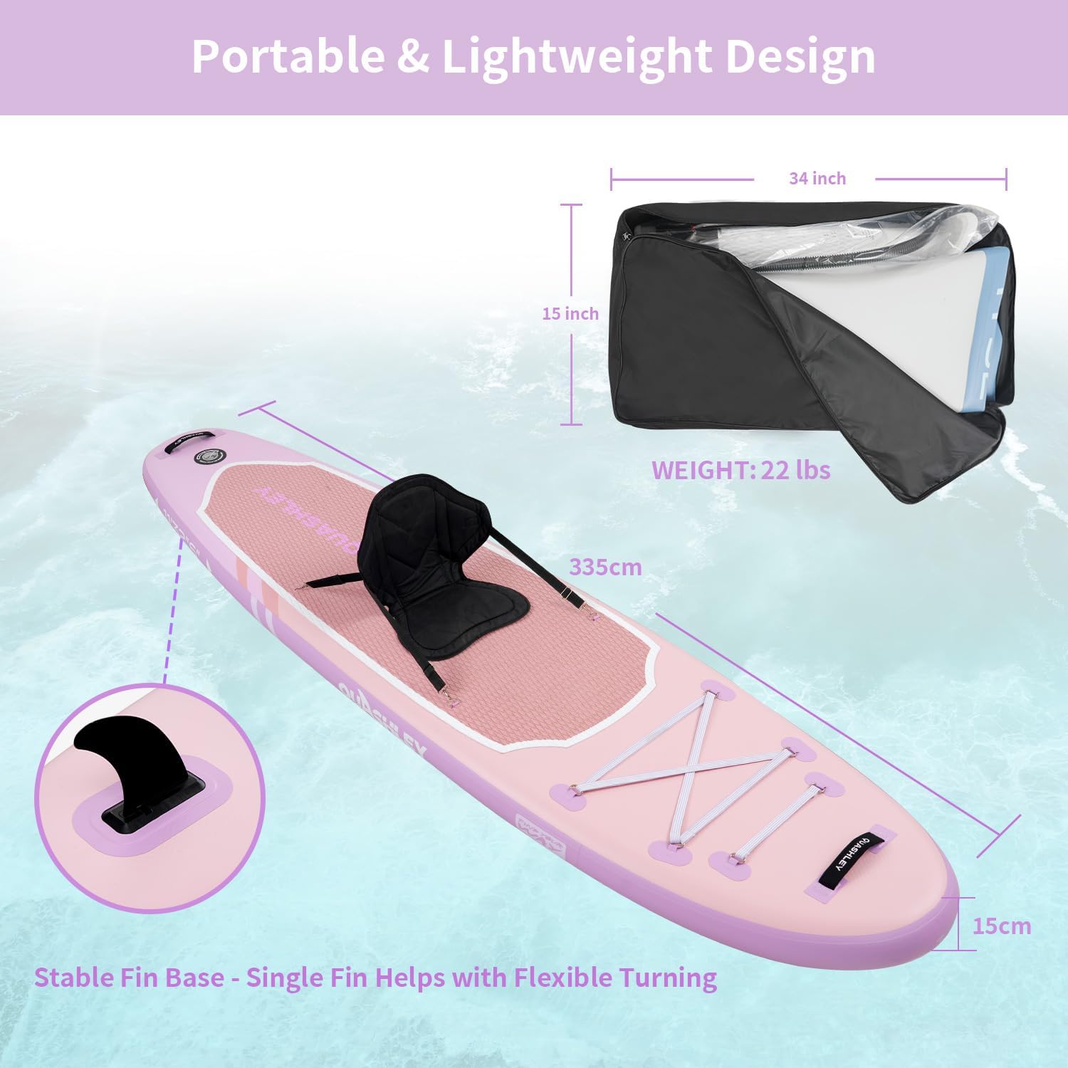 Quashley Inflatable Stand Up Paddle Board,Inflatable Paddleboards 32/34 Inch Wide,All Around SUP for Beginners with Lightweight Paddle,Hand Pump,Backpack,Leash,Durable & Portable iSUP Board
