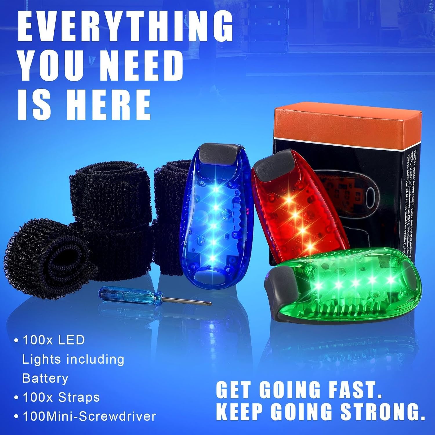Copkim 30/60/100 Pcs LED Running Light Nighttime High Visibility Accessories Safety Clip on Flashing Strobe Light for Runner, Dog, Bike,Bicycle Tail Helmet Reflective Lamp