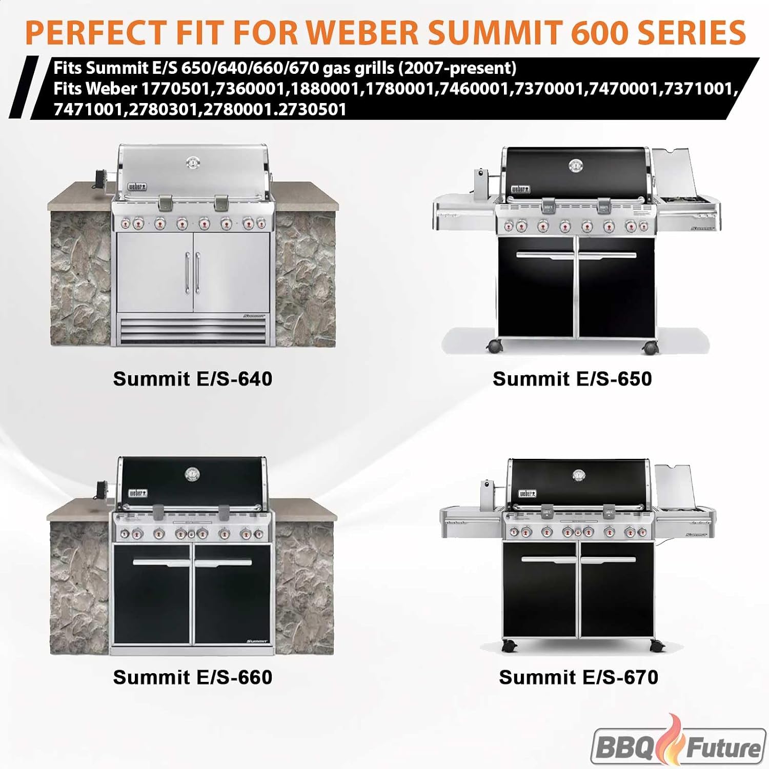 Full Size Griddle Insert for Weber Summit 600 Series E/S 650 640 660 670 Gas Grills With Smoker Box, Heavy Duty Flat Top with Spatula Set for Weber Grill Replacement Parts 67552