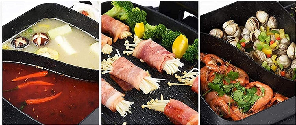 Korean BBQ Grill Smoke-Free Multi-Function Electric Grill Pan With Hot Pot 2 In 1,Household Nonstick Electric Griddle