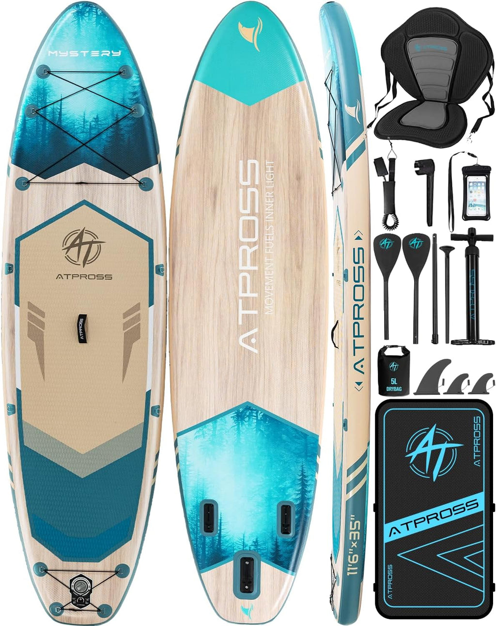 11'6'x35' Inflatable Paddle Board, 450lbs Extra Wide Stand Up Paddleboard for Adults with Premium SUP Accessories Kit & Backpack, Blow Up Kayak Non-Slip Stable Deck Boat for Yoga Fishing Surf