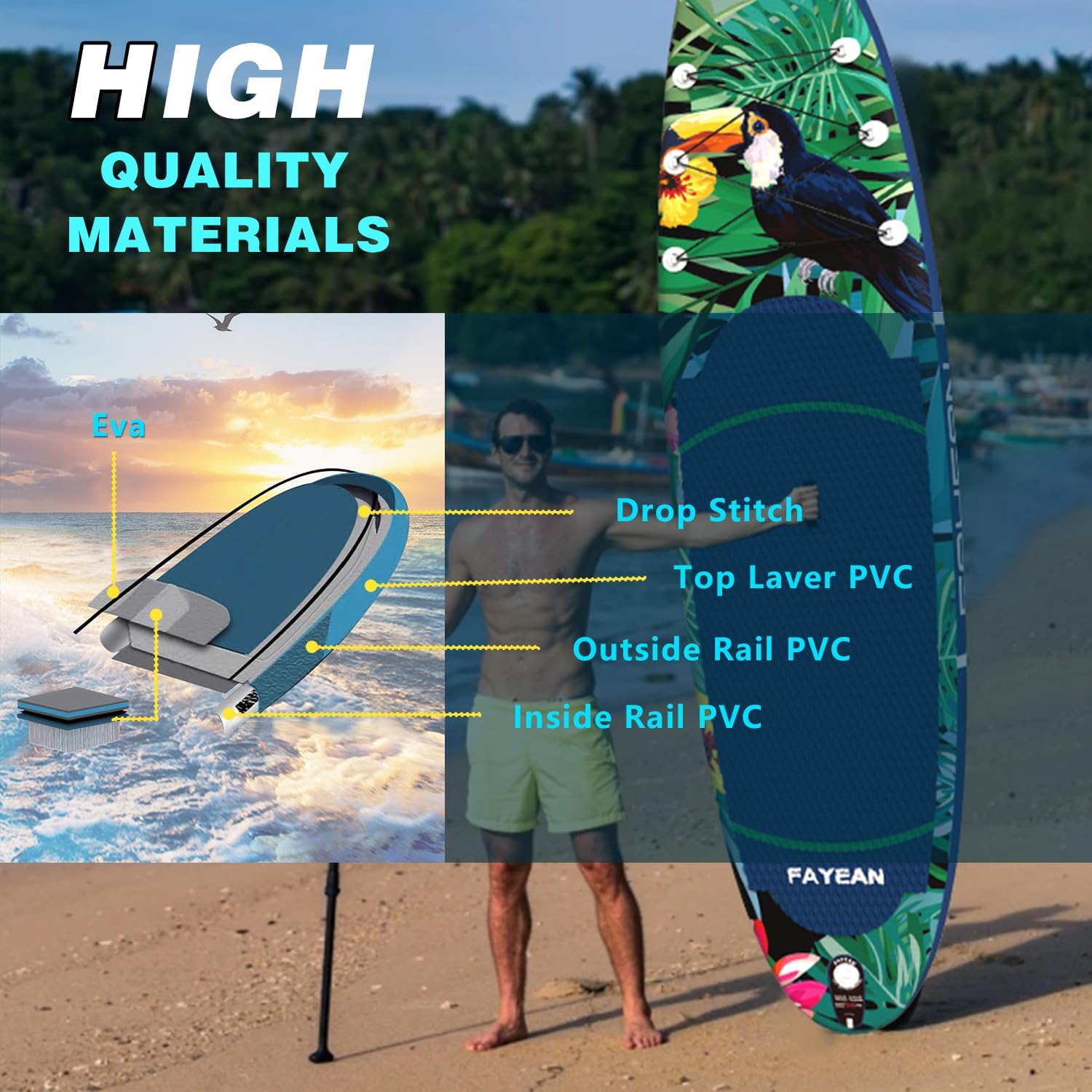 Inflatable Paddle Board,Extra Wide 10.6'/11' Stand Up Paddle Board with Sup Accessories,400lbs Capacity for Family with Safety Leash, All Skill Levels Sup for Yoga,Fishing,Surfing