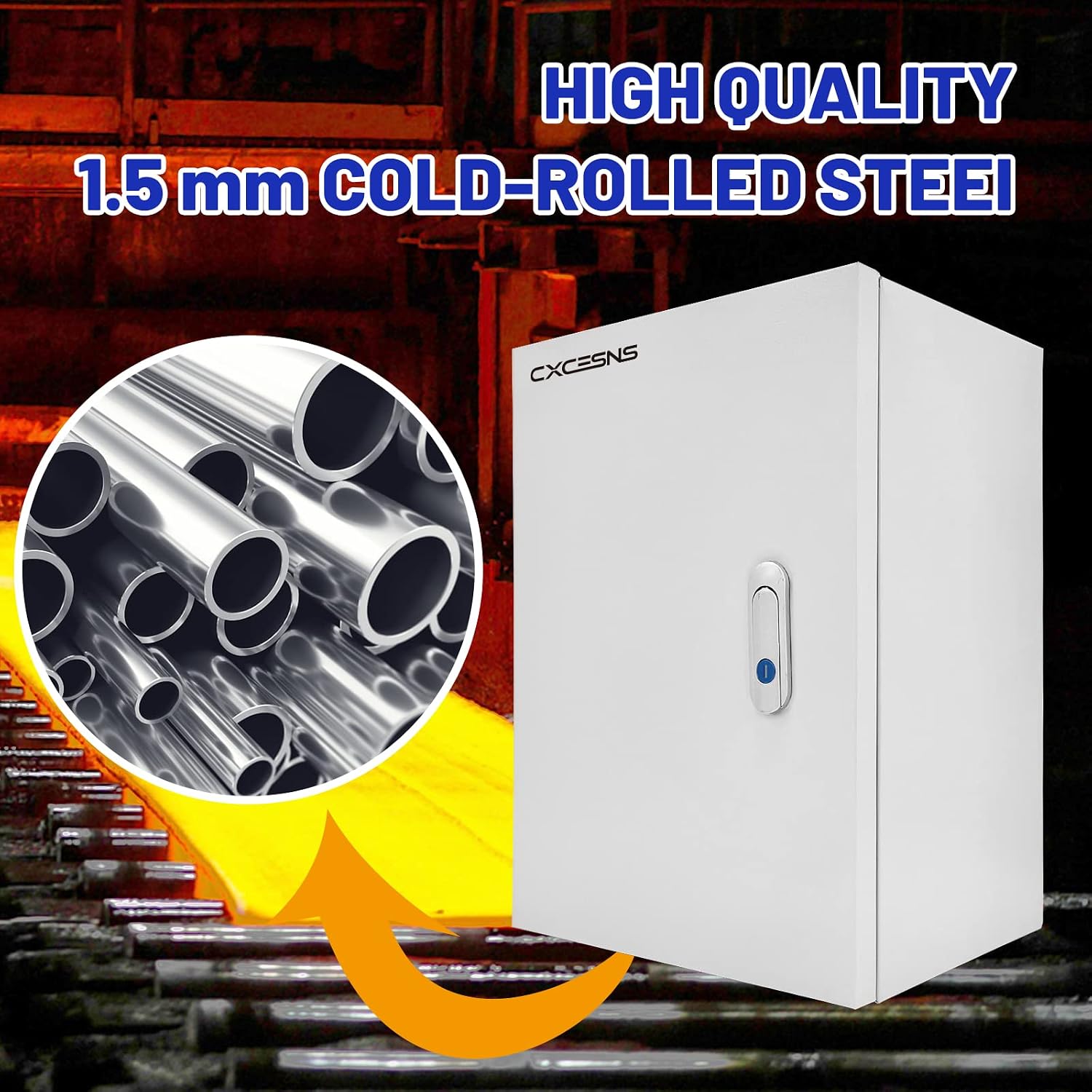 Outdoor Electrical Box 24 x 20 x 8''D NEMA 4X Enclosure Steel Box, Waterproof & Dustproof Outdoor/Indoor Lockable Electrical Junction Box, with Mounting Plate