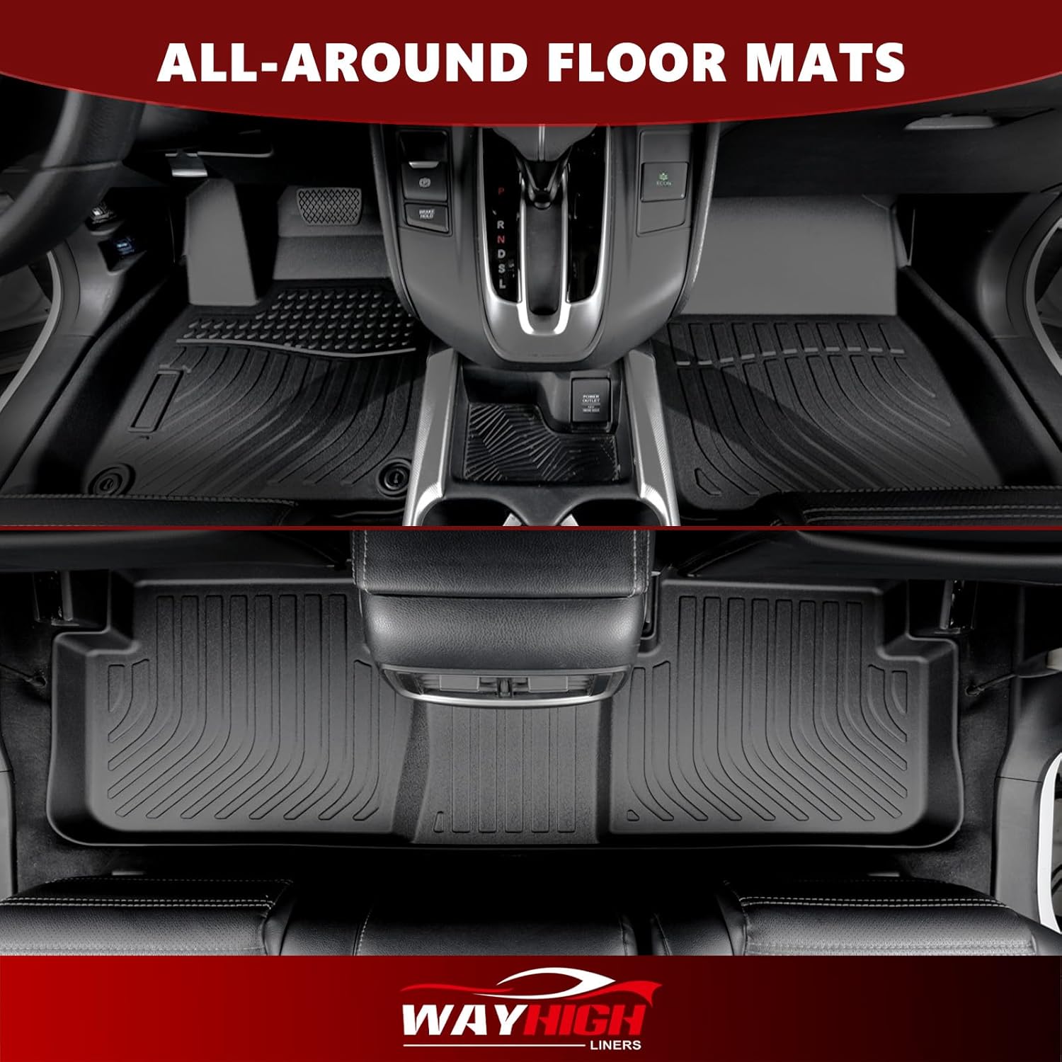 Wayhigh® Floor Mats & Cargo Liner for Nissan Sentra S/SV/SR 2014-2019, All Weather TPE Car Mats Waterproof Heavy Duty Floor Liners, Floor Mats Custom Fit for Sentra Accessories