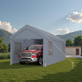 12x20FT Canopy, Outdoor Portable Garage with 2 Roll-Up Doors & 4 Ventilated Windows, Patio Camping Heavy Duty Car Port Canopy with PE Cover, Ground Pegs & Steel Cables, Easy Assembly, Grey
