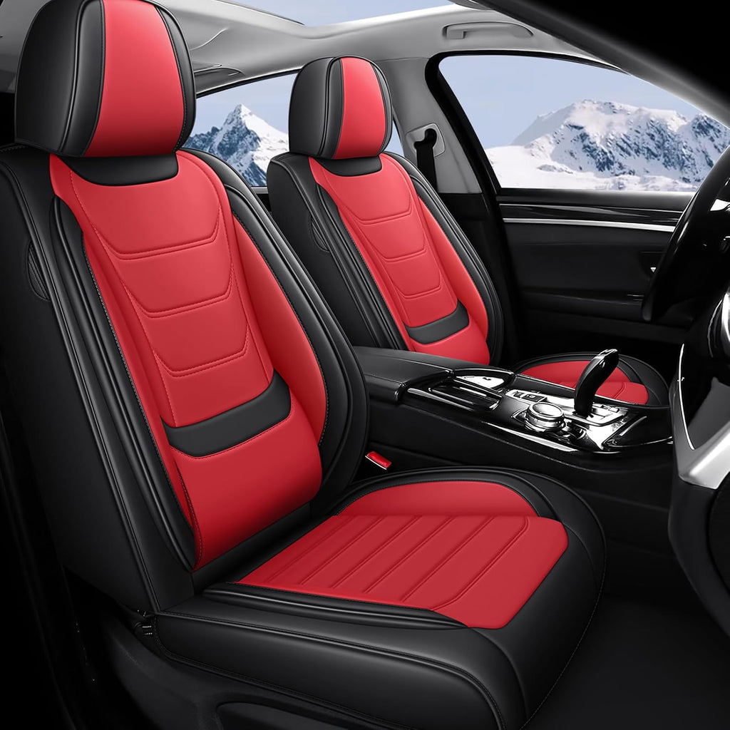 JWLK Seat Covers for Buick Envision 2016-2026, Family Seat Covers for Cars, Non-Slip, Airbag Compatible Vehicle Cushion, Waterproof & Easy-Clean(Standard 5 Seats, Black Red)
