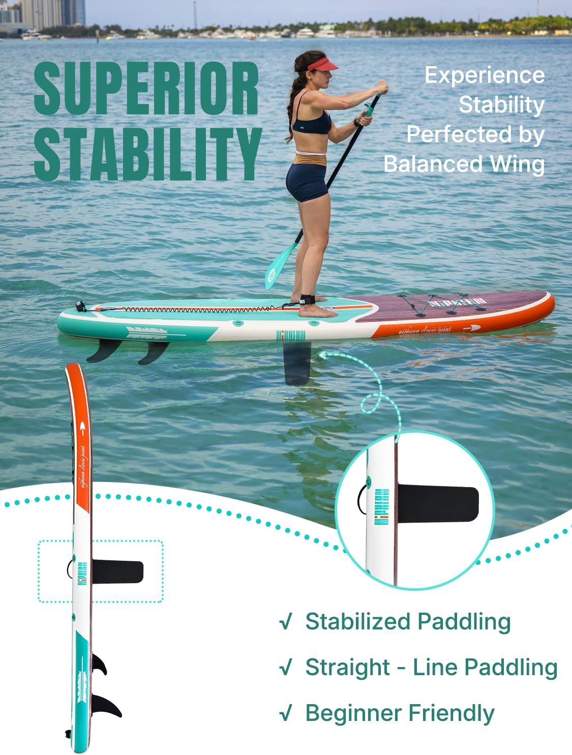 Niphean Inflatable Stand Up Paddle Board with SUP Accessories, Anti-Slip EVA Deck, 10'6'' Inflatable Paddle Boards for Adults & Youth of All Skill Levels