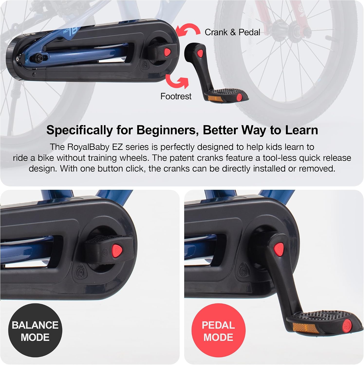 RoyalBaby EZ Kids Bike 12 14 16 18 20 Inch Balance Pedal 2-in-1 Training Bicycle Boys Girls Ages 3 to 12 Years Easy Learn for Beginners