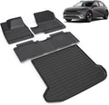 All Weather Car Floor Mats & Cargo Liner Set Fit for Hyundai Ioniq 5 Fixed Console 2025 2026 (Non-Sliding Console) Floor Liners Trunk Liner Ioniq 5 Cargo Mat Accessories Black