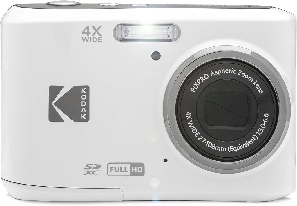 Kodak PIXPRO FZ45 16MP Digital Camera 4X Optical Zoom 27mm Wide Angle 1080P Full HD Video 2.7' LCD Camera (White) + 64GB Card and Reader + Memory Wallet Bundle