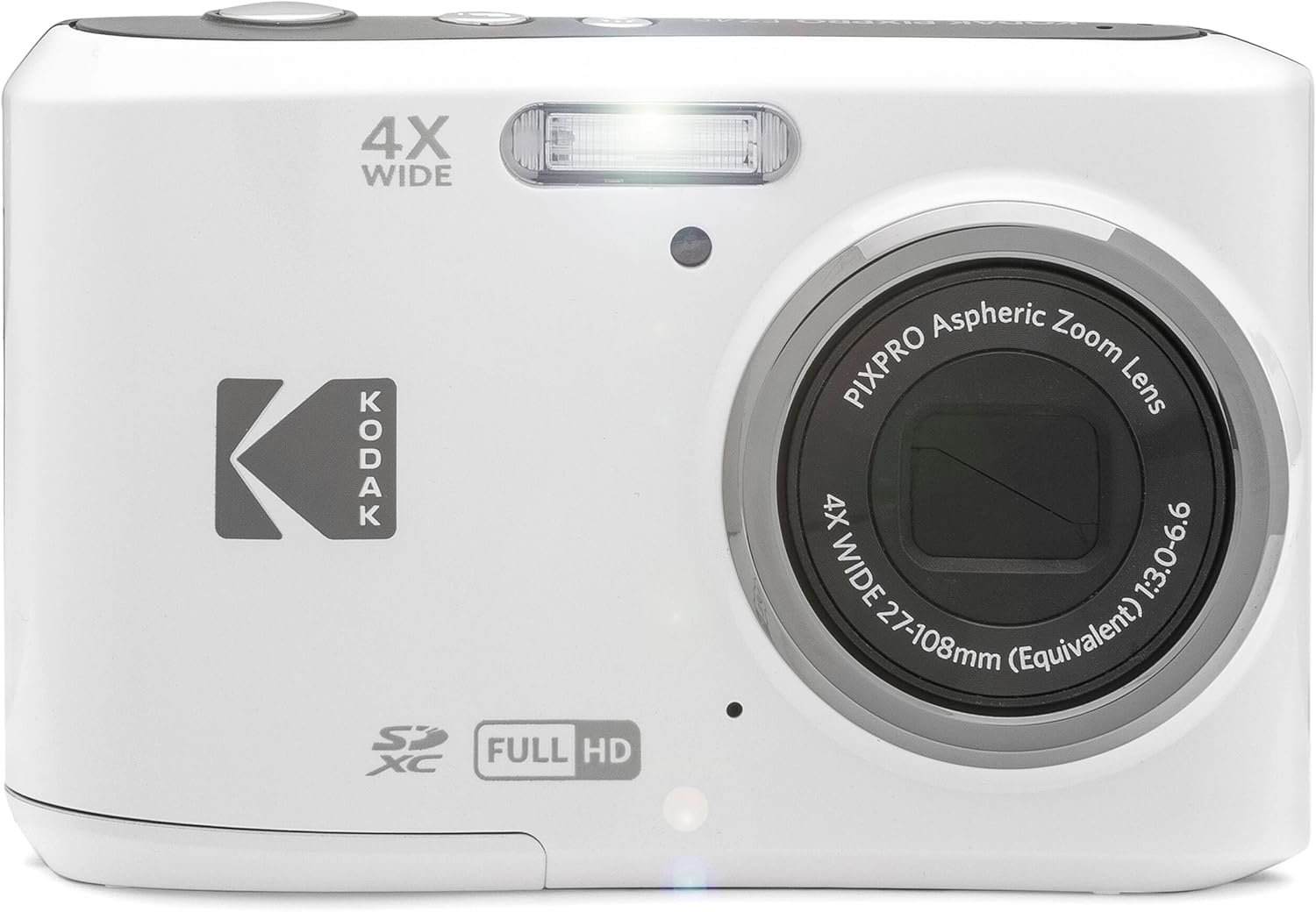 Kodak PIXPRO FZ45 16MP Digital Camera 4X Optical Zoom 27mm Wide Angle 1080P Full HD Video 2.7' LCD Camera (White) + 64GB Card and Reader + Memory Wallet Bundle