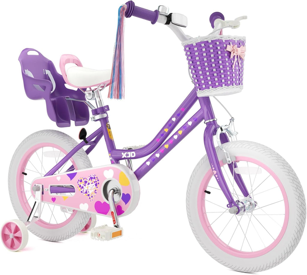 XJD Girls Bike for 2-12 Years Old Kids 12 14 16 20 Inch Toddler Bike,Retro Style Kids Bike with Training Wheels, 20 Inch Girl Bicycle with Kickstand
