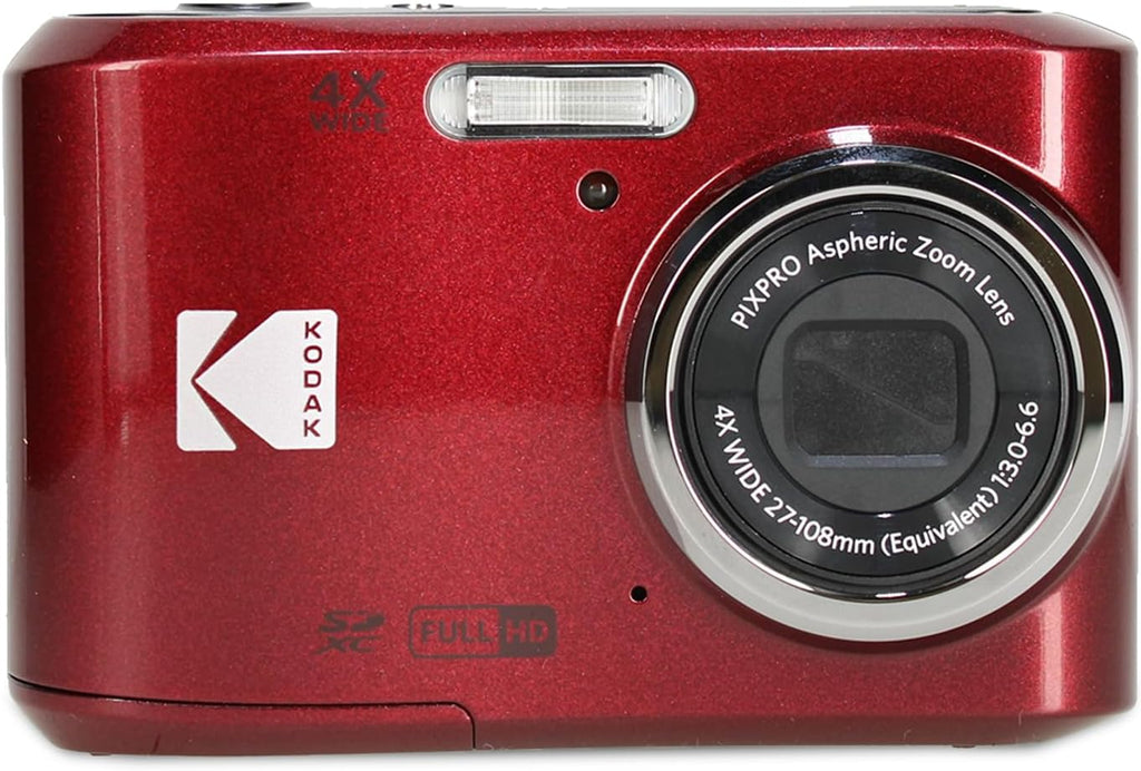 Kodak Pixpro FZ45 Digital Camera (Red) Bundle Including: 2X 64 GB Memory Card, Rechargeable Batteries, Camera Case, Flexible Tripod, Card Reader, Card Wallet, Hand Strap, Full Cleaning Kit