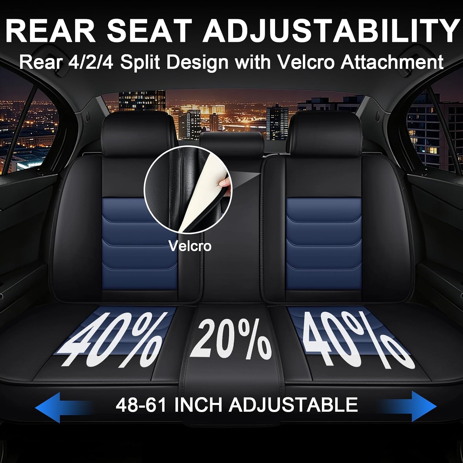 JWLK Seat Covers for Buick Envision 2016-2026, Family Seat Covers for Cars, Non-Slip, Airbag Compatible Vehicle Cushion, Waterproof & Easy-Clean(Standard 5 Seats, Black Blue)