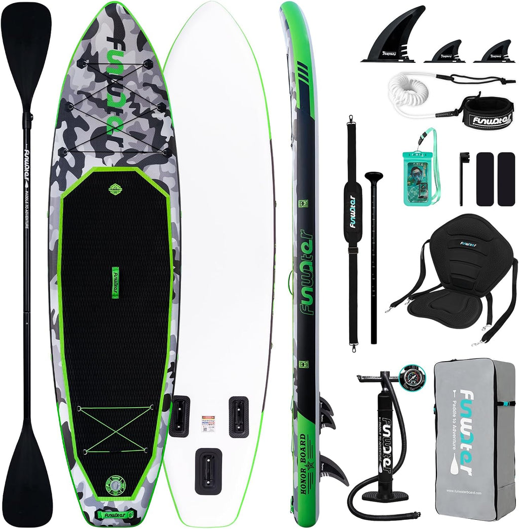 FunWater Inflatable Stand Up Paddle Board with Premium SUP Paddleboard Accessories, Anti-Slip EVA Deck, 11'6''/11'/10'6'' Paddle Boards for Adults & Youth of All Skill Levels