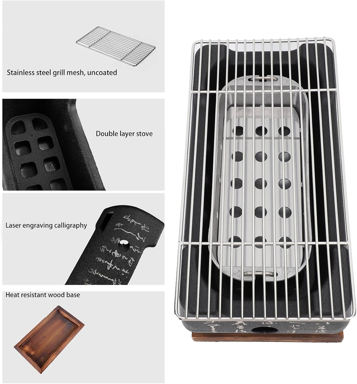 Ultra-Lightweight Japanese- Portable Charcoal Grill Stove – -Heat Aluminum Alloy BBQ Base for Camping, Picnics & Outdoor Cooking