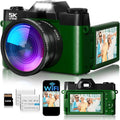 Digital Camera,UHD 75MP 5K Digital Camera for Photography with WiFi,64GB SD Card Vlogging Camera for YouTube,Travel Camera Featuring 3' 180°Flip Screen,Suitable for Beginners and Teens,Green