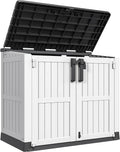 YITAHOME 36 cu ft Resin Outdoor Storage Shed, Weather-Resistant Horizontal Tool Shed, Waterproof Outdoor Storage with Lockable Doors & Air Vent for Trash Cans, Garden Tools (Light Gray)