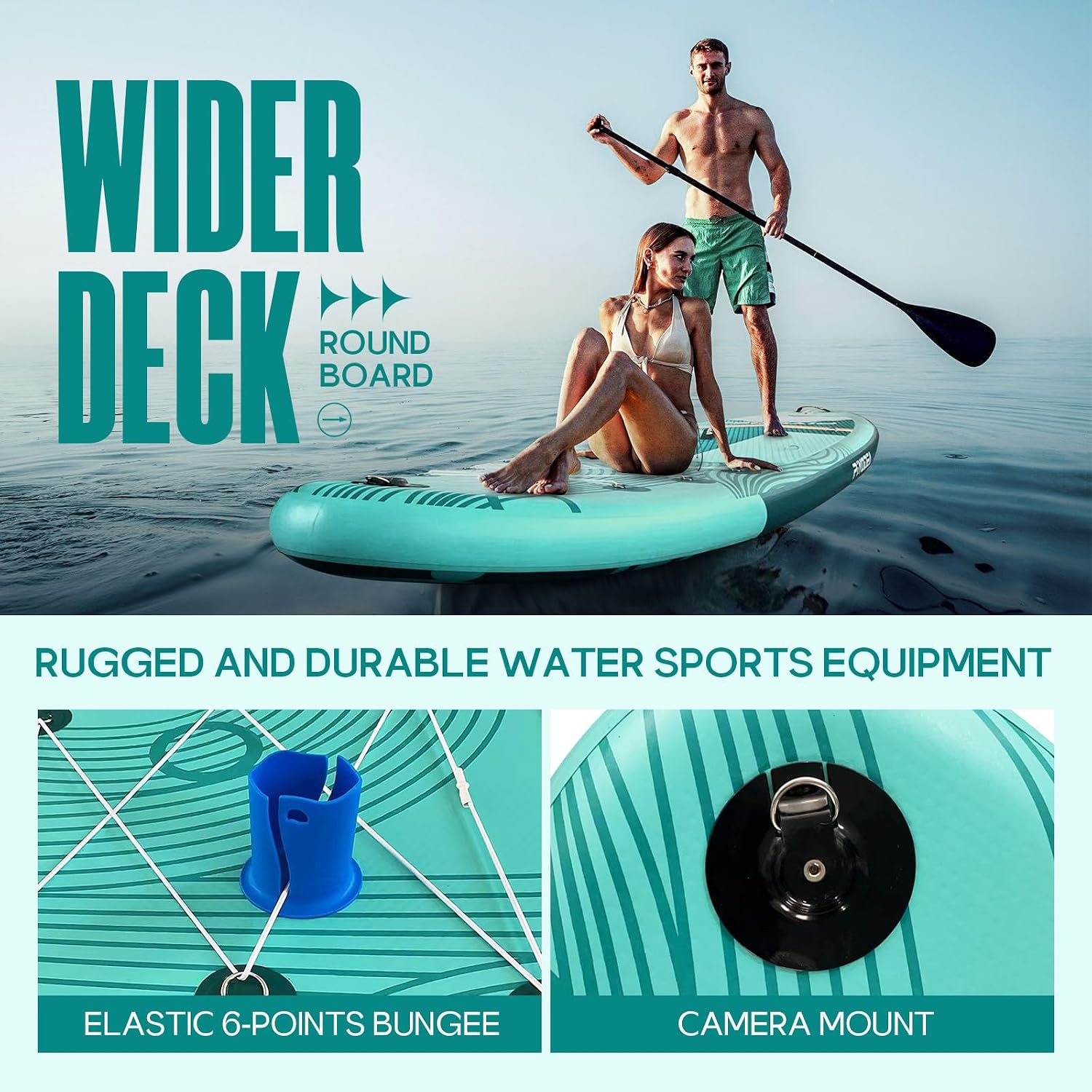 Paddle Boards for Adults, 10'6'/11'/11'6' Inflatable Paddle Board, Super Non Slip Eva, Stand Up Paddle Board with Removable Fins, Adjustable Paddle, Pump, Shoulder Strap, Leash, Standing Boat
