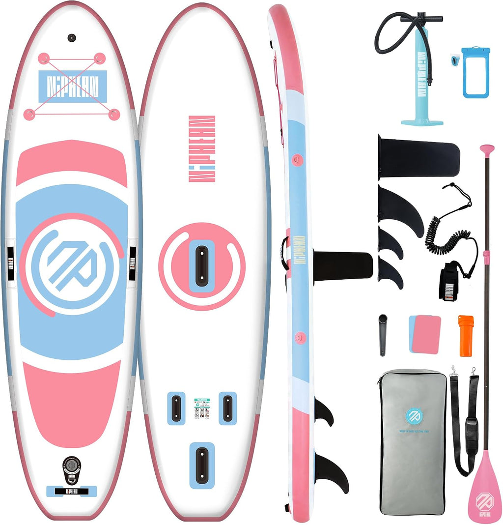 Niphean（Ultra-Light） Inflatable Paddle Board with StabilTrac Fin and Durable SUP Accessories, 10' Stand Up Paddle Boards for Adults & Youth, Versatile Yoga Paddle Board, Gift Ideas