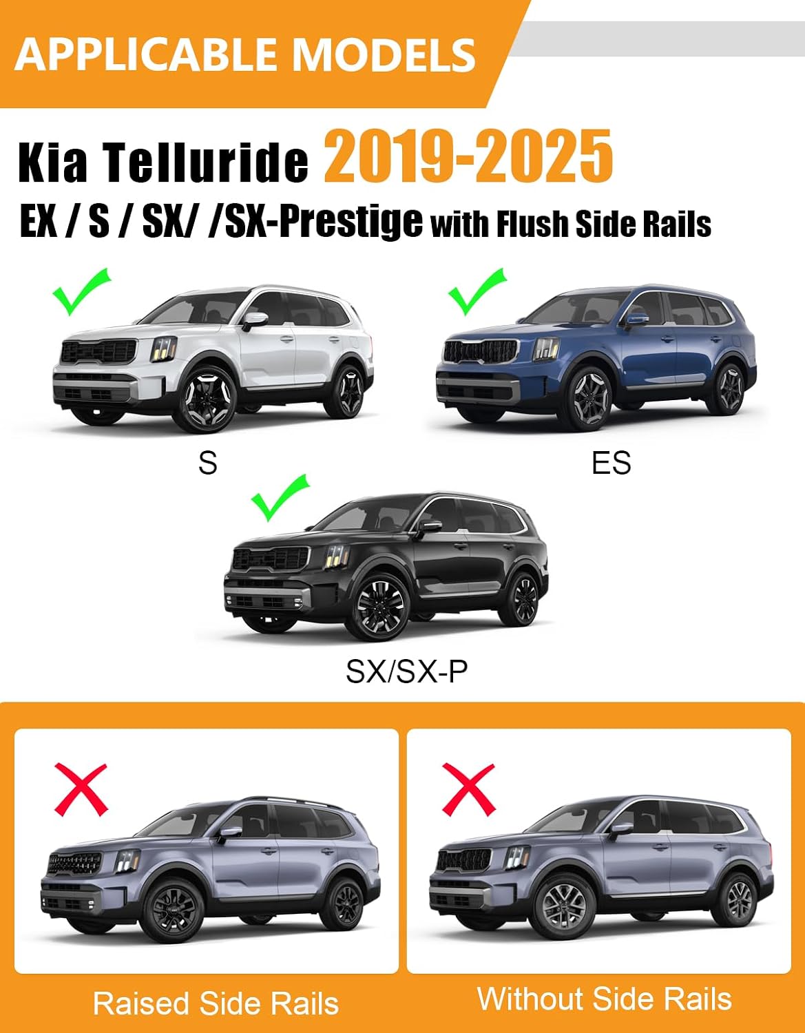 KINGGERI 330lbs Roof Rack Cross Bars Fit for Kia Telluride 2019 2020 2021 2022 2023 2024 2025 2026 EX S SX SX-Prestige, Lockable Heavy Duty Aluminum Roof Rails Crossbars (Not for LX, X-Line or X-Pro)