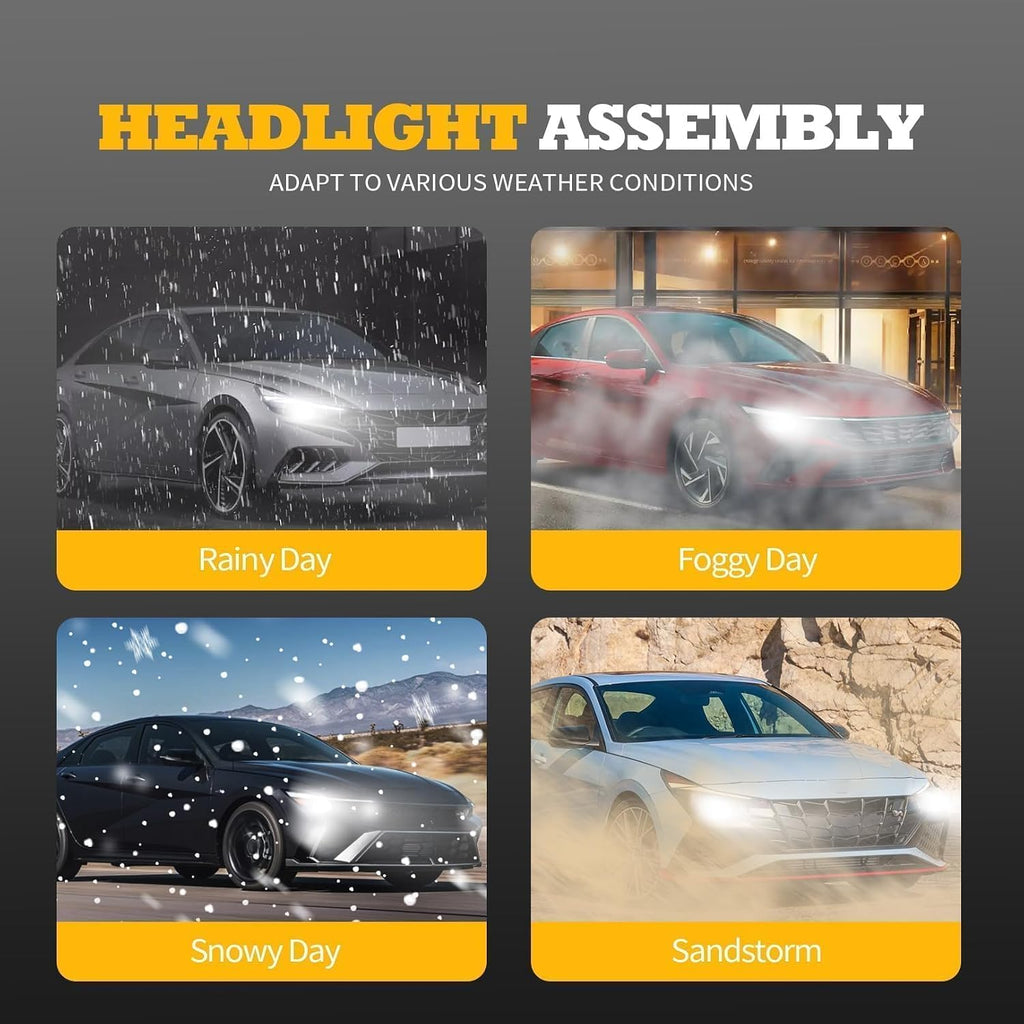 Right Headlight Assembly W/Module Compatible with Elan-tra SE SEL N Line GLS Preferred Luxury Limited 2024-2025 Headlamp Passenger Side Front Light 92012AA740