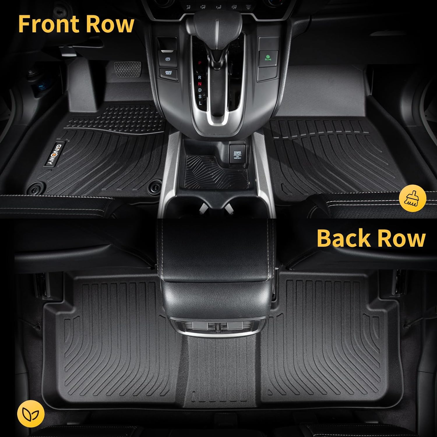GINOWY-Floor Mats & Cargo Liner for Hyundai Kona 2018-2023, SEL丨SE丨N丨N Line丨Limited, All Weather Car Floor Mat Custom Fit for Hyundai Kona Accessories Mats-Black