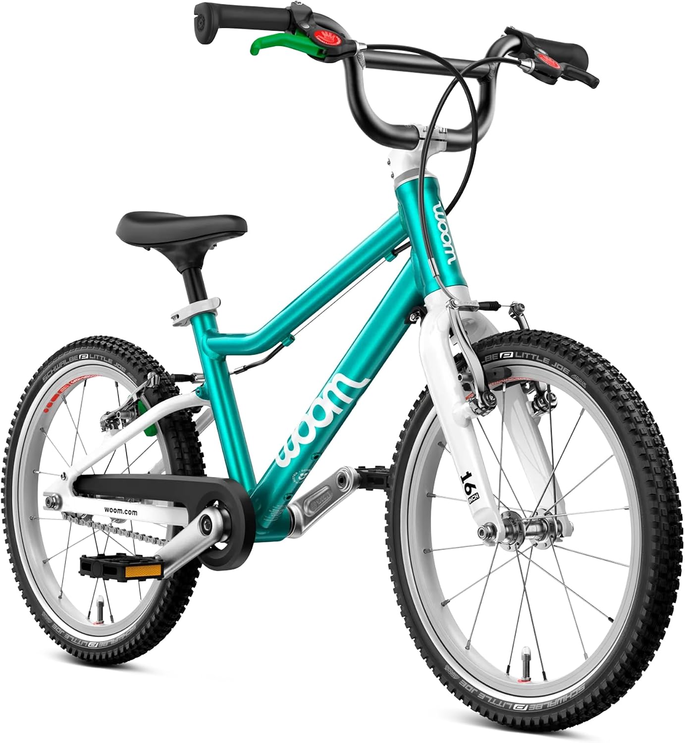 woom GO 3 / GO 3 AUTOMAGIC Kids' Bike, 16-Inch Lightweight Bicycle for Ages 4–6, Handbrakes, Steering Limiter, Chainguard, Boys & Girls