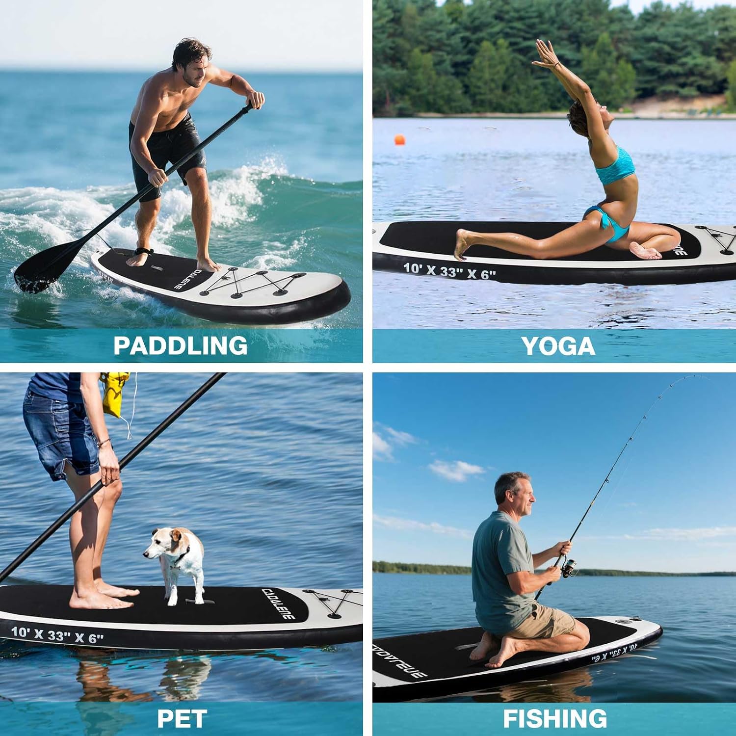 Inflatable Stand Up Paddle Board with SUP Accessories, Anti-Slip EVA Deck, Family-Friendly SUP Boards for Adults & Youth of All Skill Levels, Versatile Yoga Paddle Board