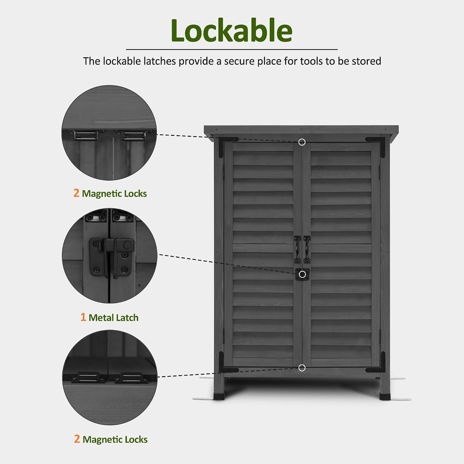 MCombo Outdoor Storage Cabinet, Small Storage Shed with Removable Shelf, Wood Garden Shed with 2 Doors for Yard Patio Lawn (24.6 x 18.3 x 38.2 inch) 0985 (Grey)