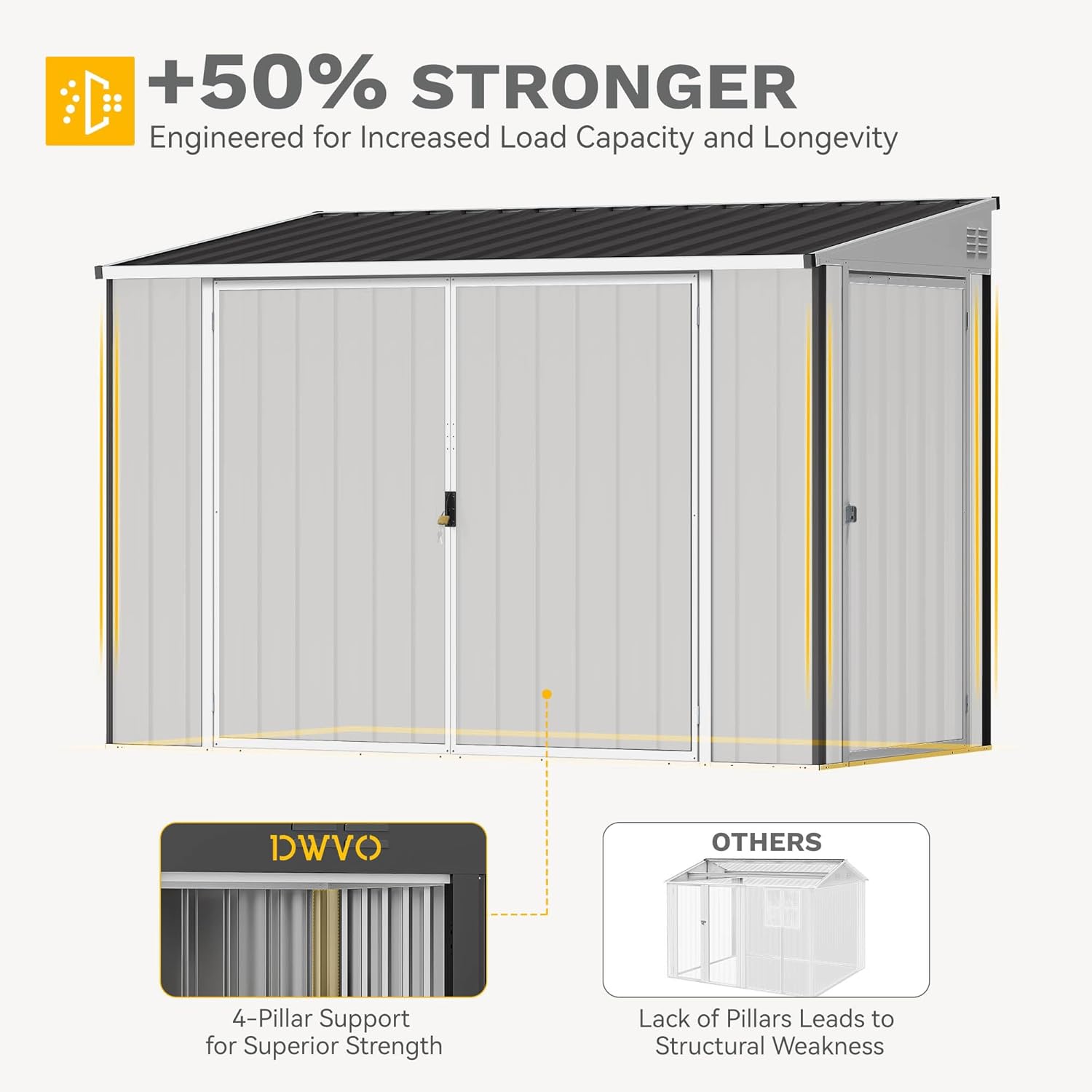 DWVO 7' x 4' Outdoor Storage Shed, Large Metal Tool Sheds, Heavy Duty Storage House with 3 Lockable Doors & Air Vent for Backyard Patio Lawn to Store Bikes, Tools, Lawnmowers, Dark Gray