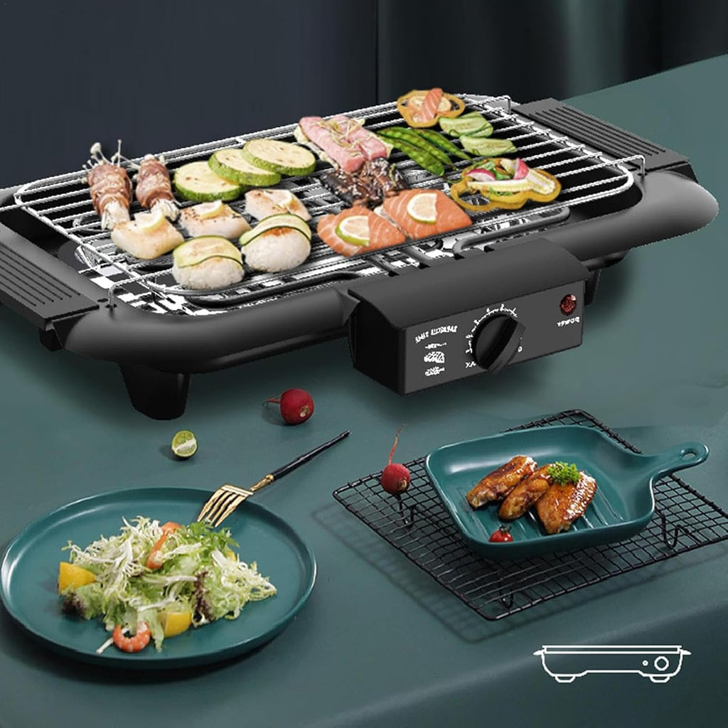 2000W Electric BBQ Grill, Smokeless Non-Stick Table Top Griddle with Removable Drip Tray, 7 Levels Temp Adjustable, Non-Stick Coating Structure and Easy to Clean, for Family Dinner, Party